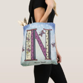 Blumenmonogramm N  Einkaufstasche Tasche (Von Nahem)