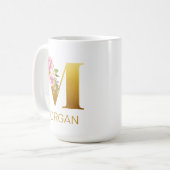Blumenmonogramm Name Anfangsbuchstabe Botanisch Pe Kaffeetasse (Vorderseite Links)
