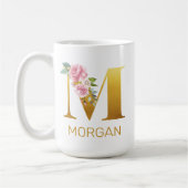 Blumenmonogramm Name Anfangsbuchstabe Botanisch Pe Kaffeetasse (Links)