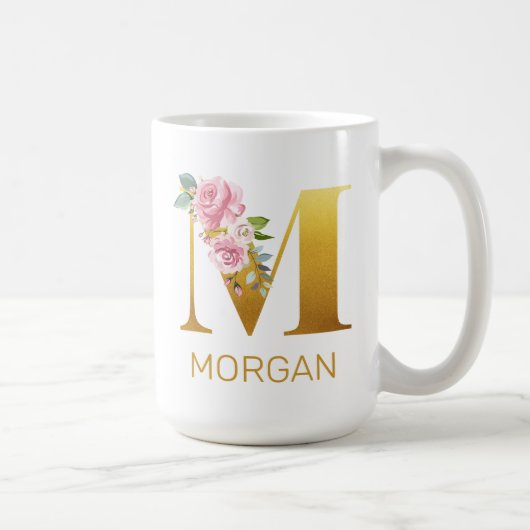 Blumenmonogramm Name Anfangsbuchstabe Botanisch Pe Kaffeetasse (Rechts)