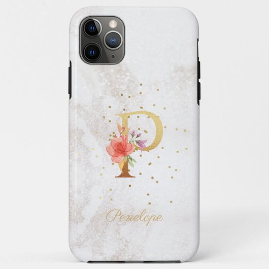 Blumenmonogramm Name Anfangsbuchstabe P Buchstabe Case-Mate iPhone Hülle (Rückseite)