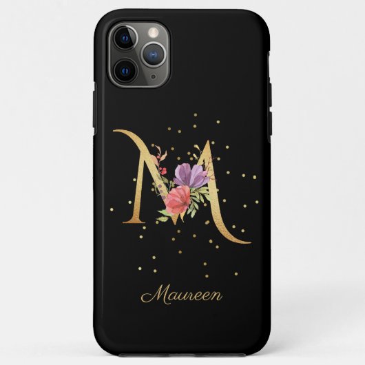 Blumenmonogramm Name Buchstabe M Initiale Case-Mate iPhone Hülle (Rückseite)