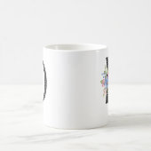Blumenmonogramm Name D Schwarze Polka-Dot-Tasse Kaffeetasse (Mittel)