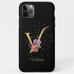 Blumenmonogramm Name Initiale V Buchstabe personal Case-Mate iPhone Hülle