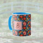 Blumenmonogramm Rosa Blau im Stil von William Morr Tasse