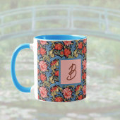 Blumenmonogramm Rosa Blau im Stil von William Morr Tasse