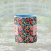 Blumenmonogramm Rosa Blau im Stil von William Morr Tasse