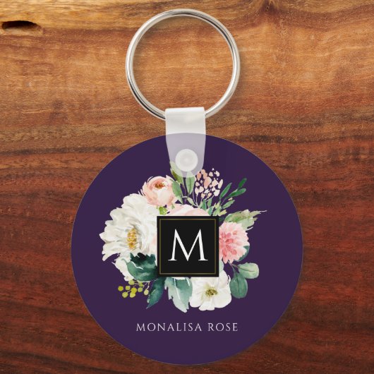 Blumenmonogramm Schlüsselanhänger (Vorderseite)
