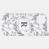 Blumenmonogramm Schwarz Weiß Case-Mate iPhone Hülle (Rückseite (Horizontal))