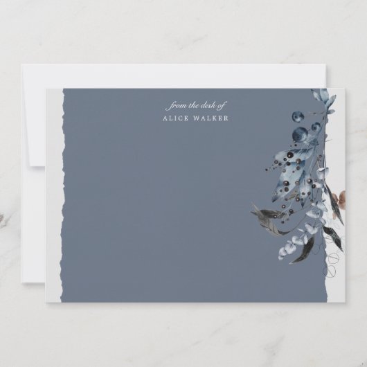 Blumenmonogramm-Stationierungskarte für den Winter Mitteilungskarte (Vorderseite)