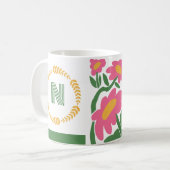 Blumenmonogramm-Tasse - Wild im Herzen, grün im So Kaffeetasse (Vorderseite Links)