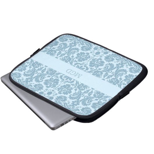 Blumenmonogramm Vintagen Kunst nouveau Türkises Laptopschutzhülle (Vorne Knopf)