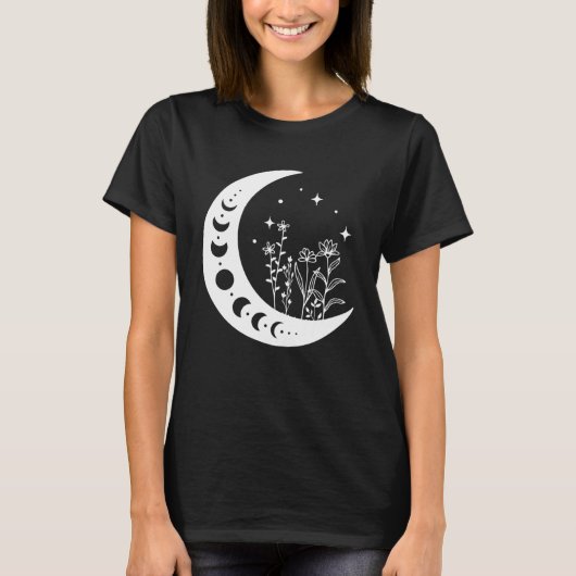 Blumenmoon, Boho, Blumenmoon, Blume Crescent Co T-Shirt (Vorderseite)