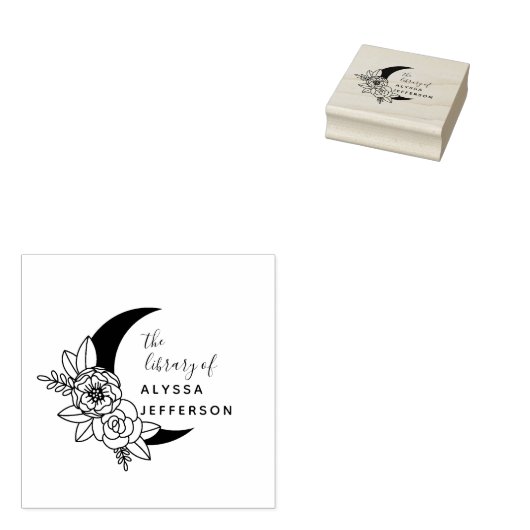 Blumenmoon Eleganter Individuelle Name Bibliothek Gummistempel (Stempel)