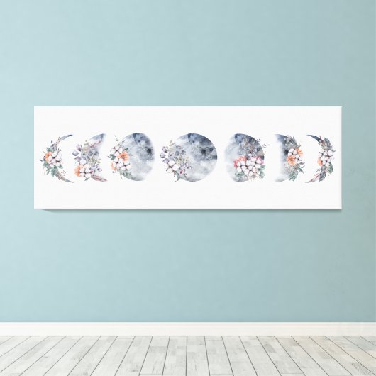Blumenmoon Phase-Leinwand Leinwanddruck (Insitu (Holzboden))