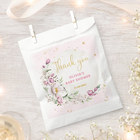 Blumenmoon Pink Babydusche Geschenktütchen (Ausgeschnitten)