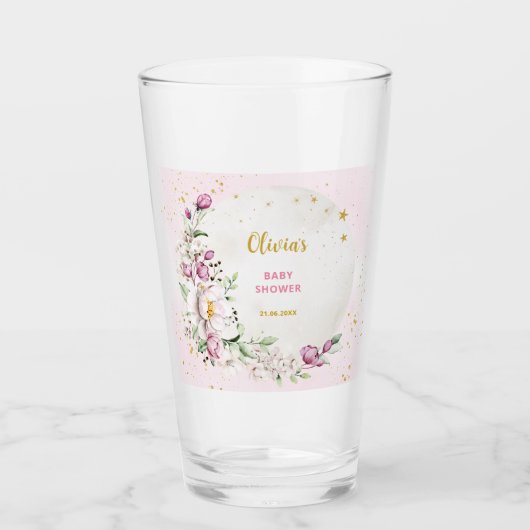 Blumenmoon Pink Babydusche Glas (Vorderseite)
