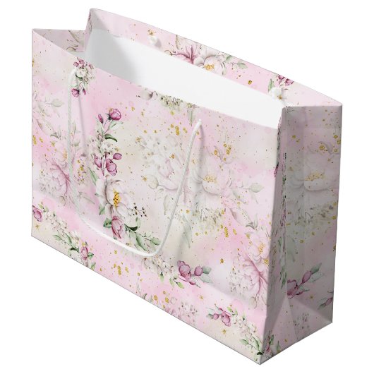 Blumenmoon Pink Babydusche Große Geschenktüte (Vorderseite Schrägansicht)