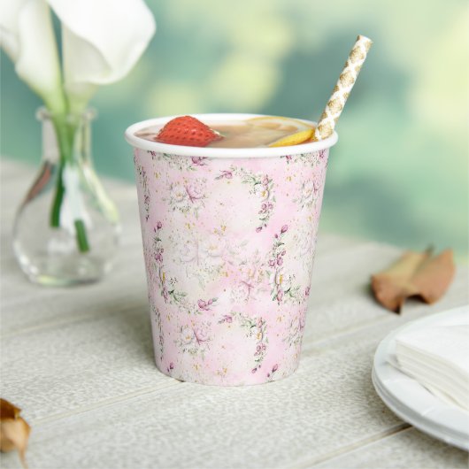 Blumenmoon Pink Babydusche Pappbecher (In Situ)