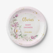 Blumenmoon Pink Babydusche Pappteller (Vorderseite)
