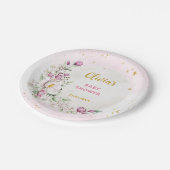 Blumenmoon Pink Babydusche Pappteller (Schrägansicht)