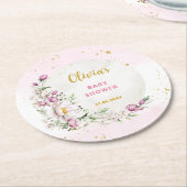 Blumenmoon Pink Babydusche Runder Pappuntersetzer (Angewinkelt)