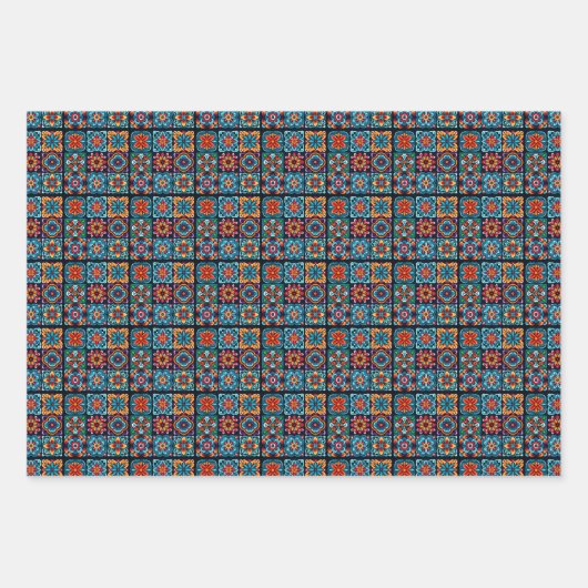 Blumenmosaik in lebhaften Farben Geschenkpapier Set (Vorderseite 3)