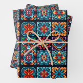 Blumenmosaik in lebhaften Farben Geschenkpapier Set (Beispiel)