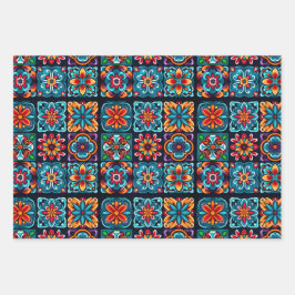 Blumenmosaik in lebhaften Farben Geschenkpapier Set