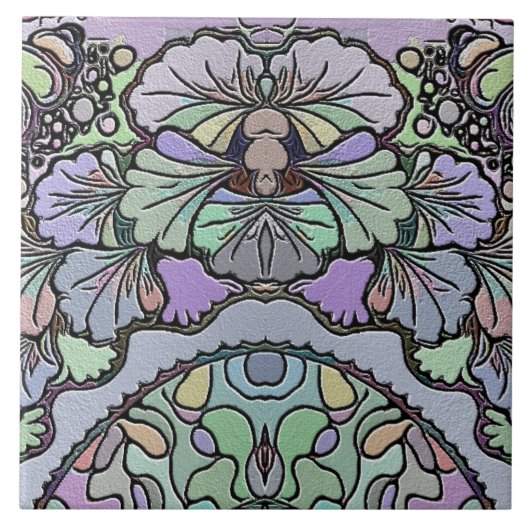 Blumenmosaik-Muster für abstrakte lila Pansy-Mosai Fliese (Vorderseite)