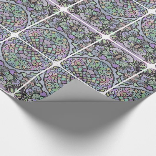 Blumenmosaik-Muster für abstrakte lila Pansy-Mosai Geschenkpapier (Ecke)