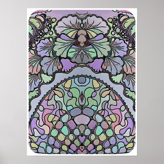 Blumenmosaik-Muster für abstrakte lila Pansy-Mosai Poster (Vorne)