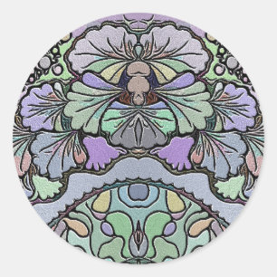 Blumenmosaik-Muster für abstrakte lila Pansy-Mosai Runder Aufkleber