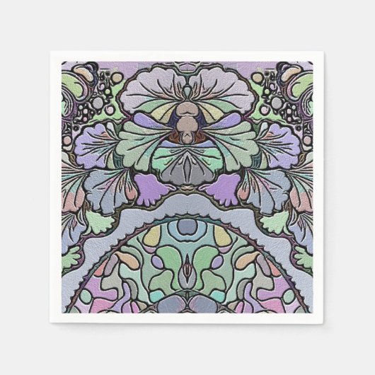 Blumenmosaik-Muster für abstrakte lila Pansy-Mosai Serviette (Vorderseite)