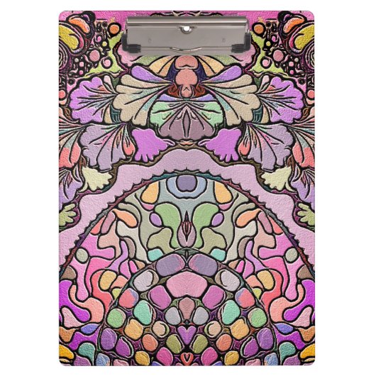 Blumenmosaik rosa Pause elegant farbig abstrakt Klemmbrett (Vorderseite)