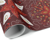 Blumenmosaikmuster aus Rot, Weiß aus Burgund Geschenkpapier (Rolleneckpunkt)