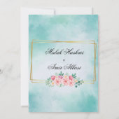 Blumenmoschee Gold Blaue islamische Hochzeit Einladung (Rückseite)