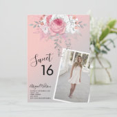 Blumenmotiv 16 . Geburtstag Geburtstagsparty Einladung (Stehend Vorderseite)