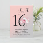 Blumenmotiv 16 . Geburtstag Geburtstagsparty Einladung (Stehend Vorderseite)