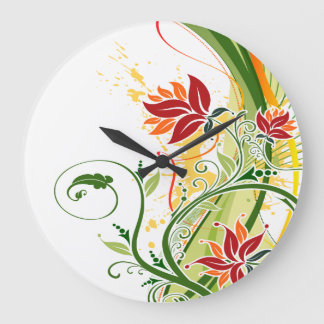 Blumenmotiv 1 Wandleuchte Große Wanduhr