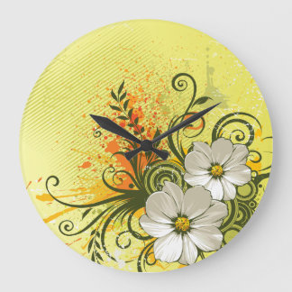 Blumenmotiv 9 Wandleuchte Große Wanduhr