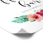 Blumenmotiv-Hochzeitszeichen für Kaffee Bar Poster (Ecke)