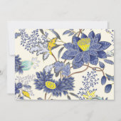 Blumenmotiv in Gelb und Blau Einladung (Rückseite)