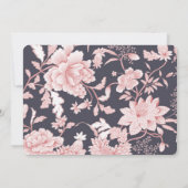 Blumenmotiv in Rosa und Grau 2 Hochzeit Einladung (Rückseite)