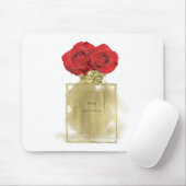 Blumenmotiv Parfüm Flasche Rote Rosen Gold Glam Mousepad (Mit Mouse)