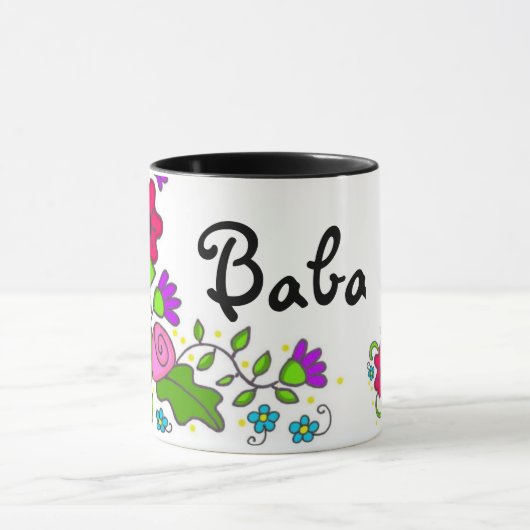 Blumenmotiv-Ukrainer-Volkskunst Tasse (Zentrum)