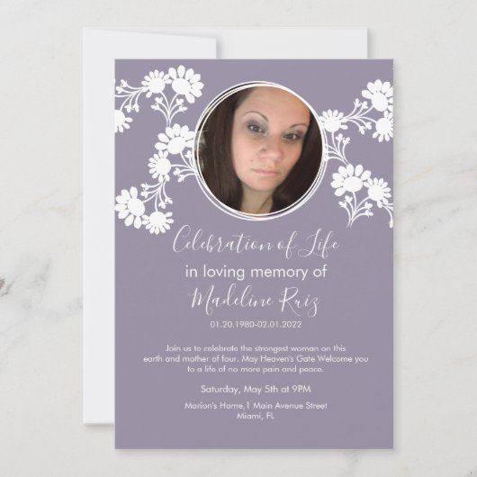 Blumenmotiv zum Foto des Lebens Einladung (Vorderseite)