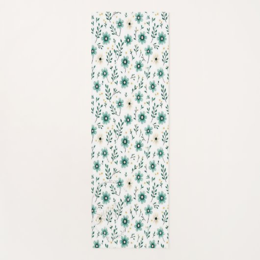 Blumenmotive: Green Floral Yoga Mat Yogamatte (Vorderseite)