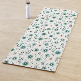 Blumenmotive: Green Floral Yoga Mat Yogamatte