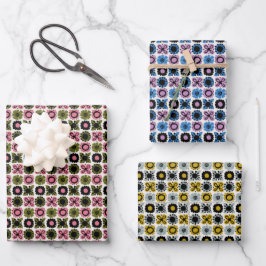 Blumenmotive - Papierblatt für Farbenverpackungen Geschenkpapier Set